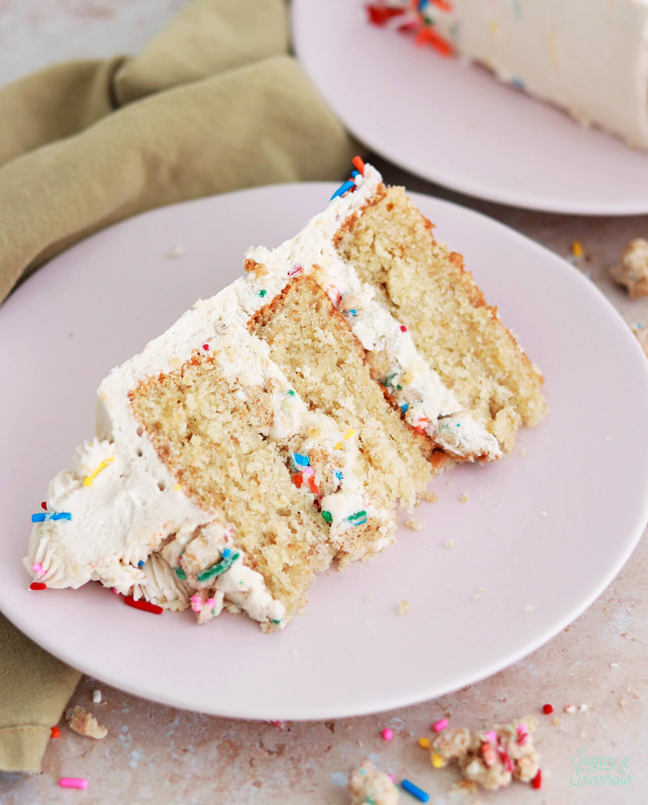 Dunkaroos layer cake recipe with sprinkle buttercream