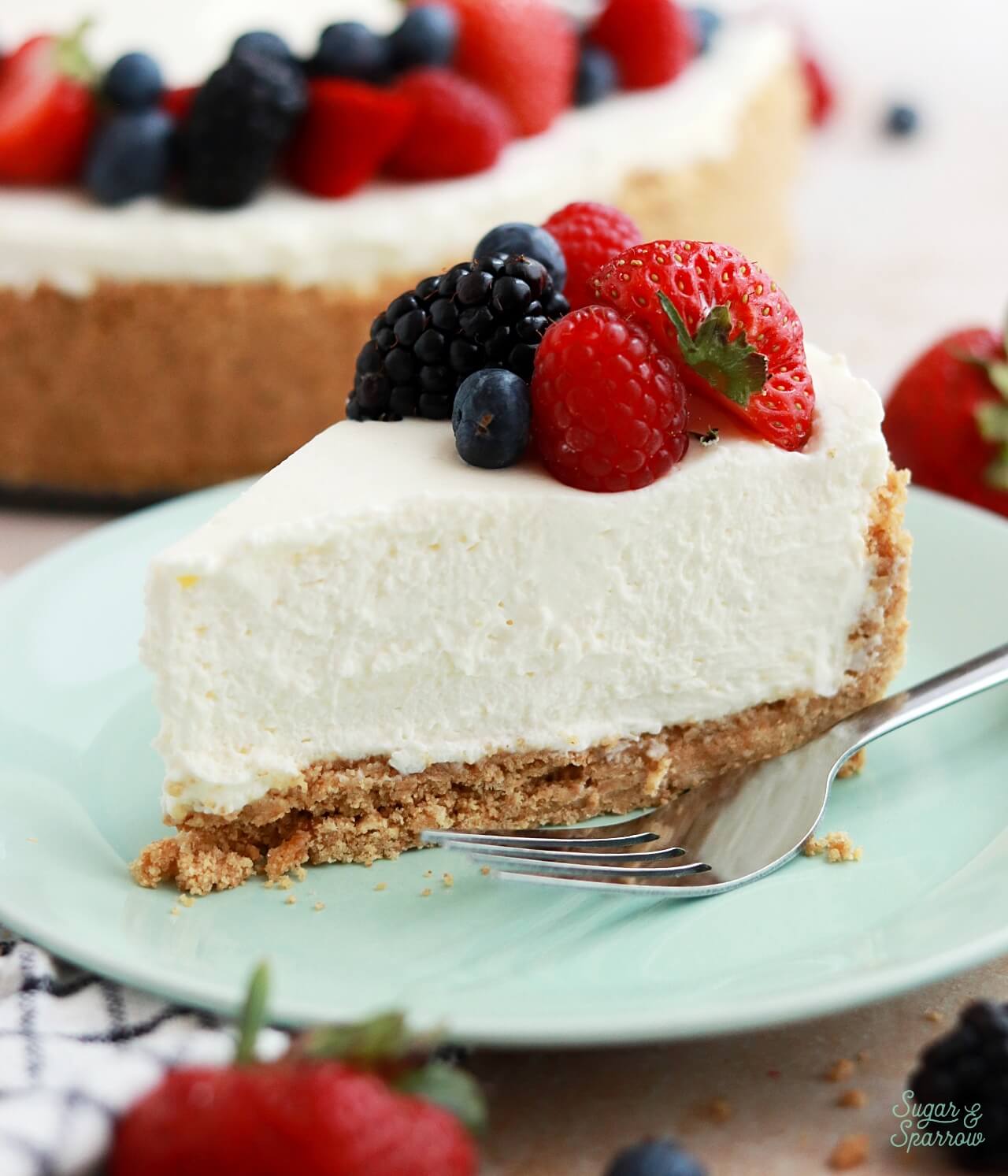 easy cheesecake recipe by sugar and sparrow