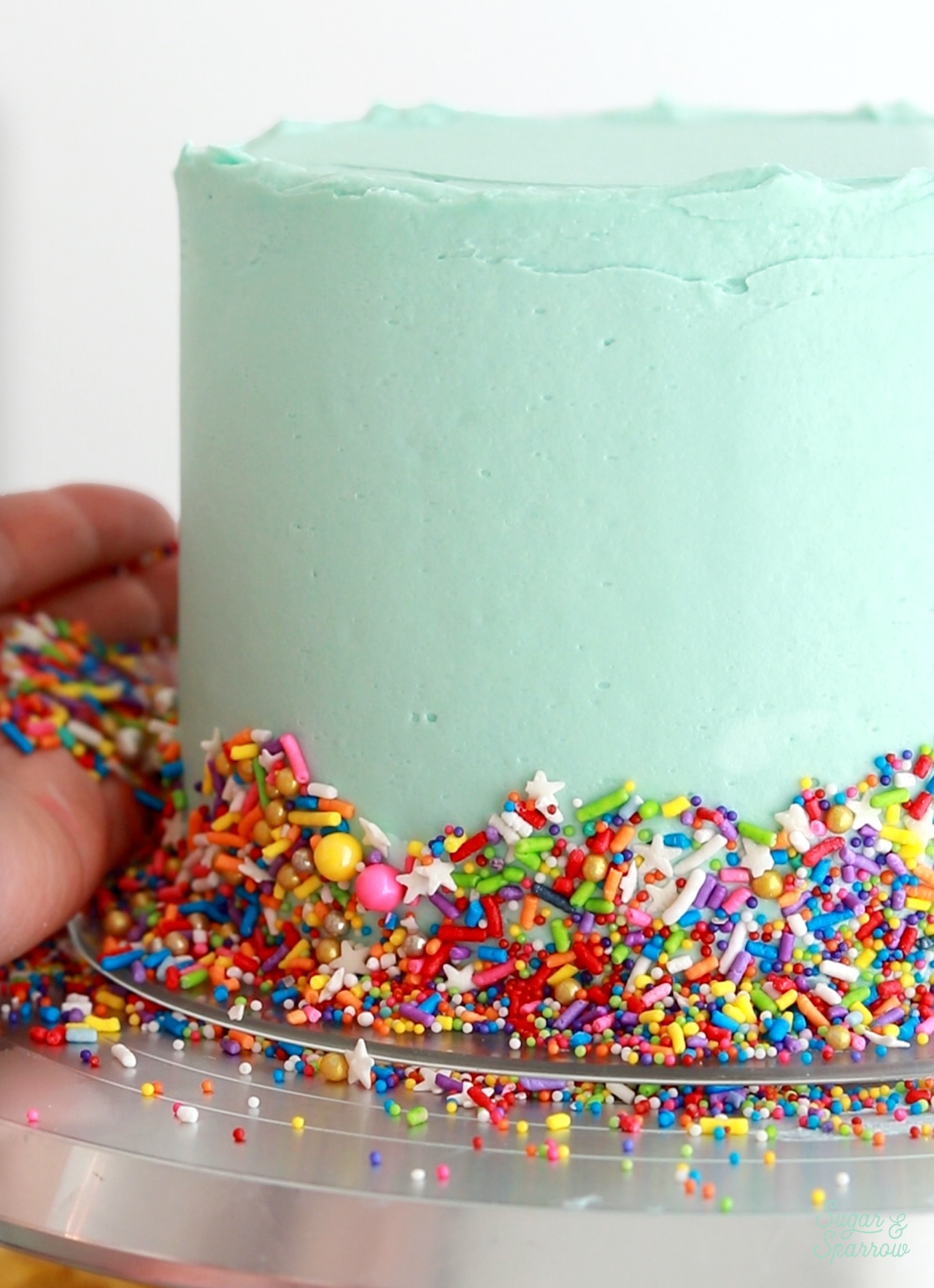 How to add sprinkle border to a cake