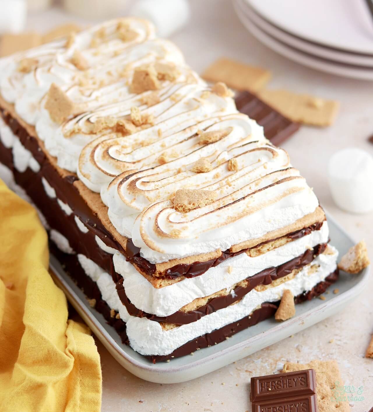 smores icebox cake recipe by sugar and sparrow
