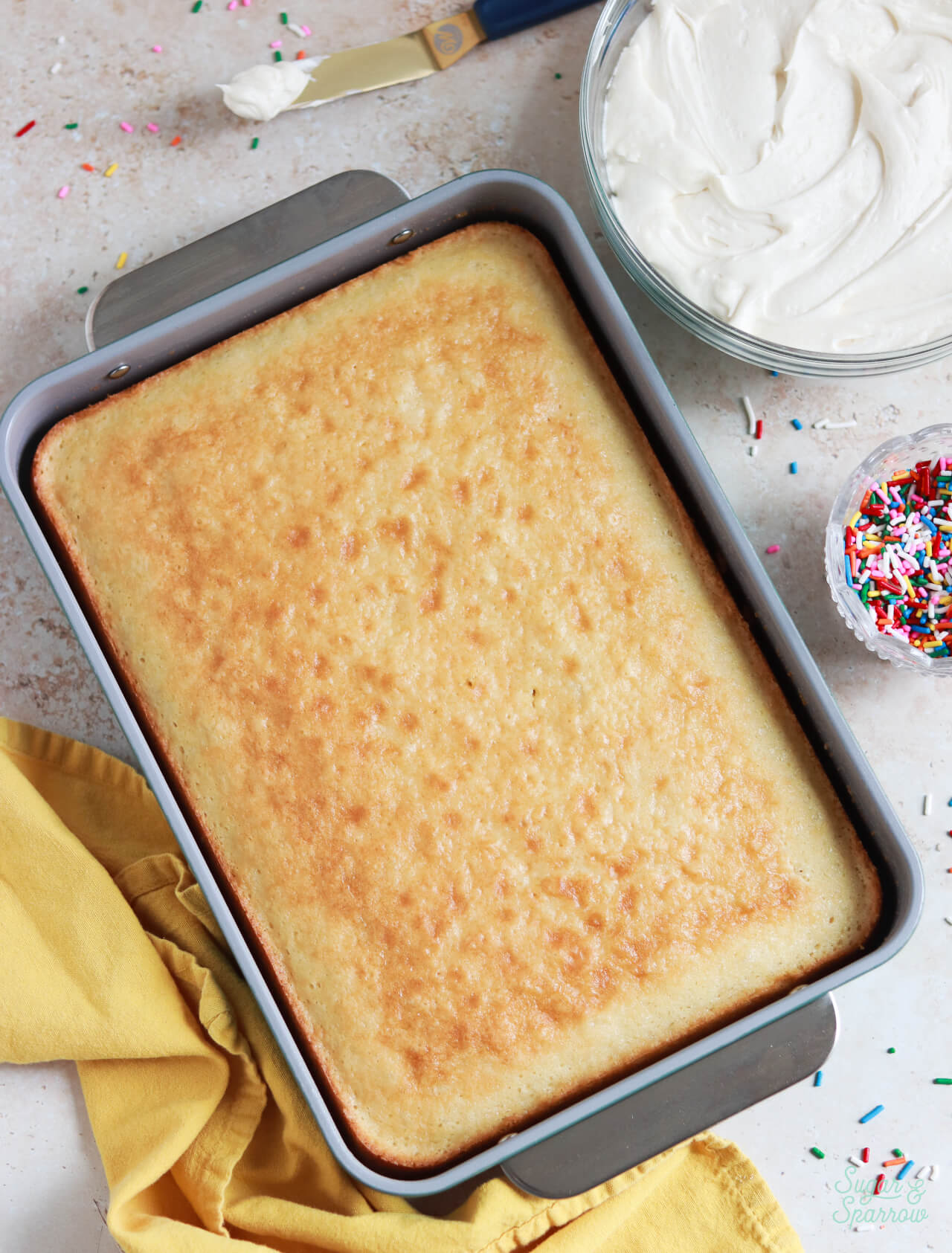 how to make a vanilla sheet cake