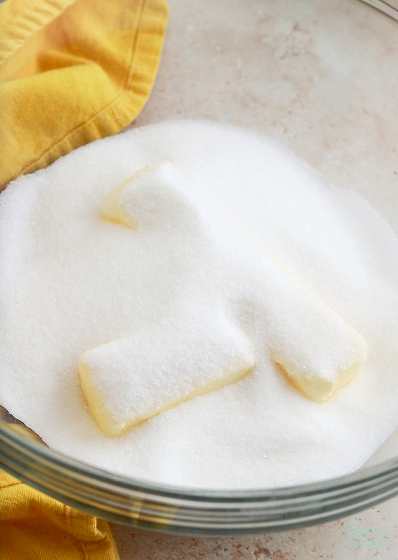 butter and sugar in a bowl