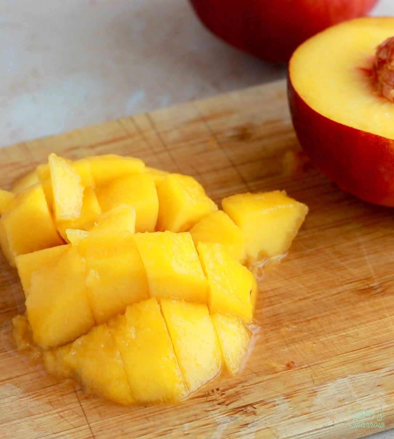 how to peel and dice peaches