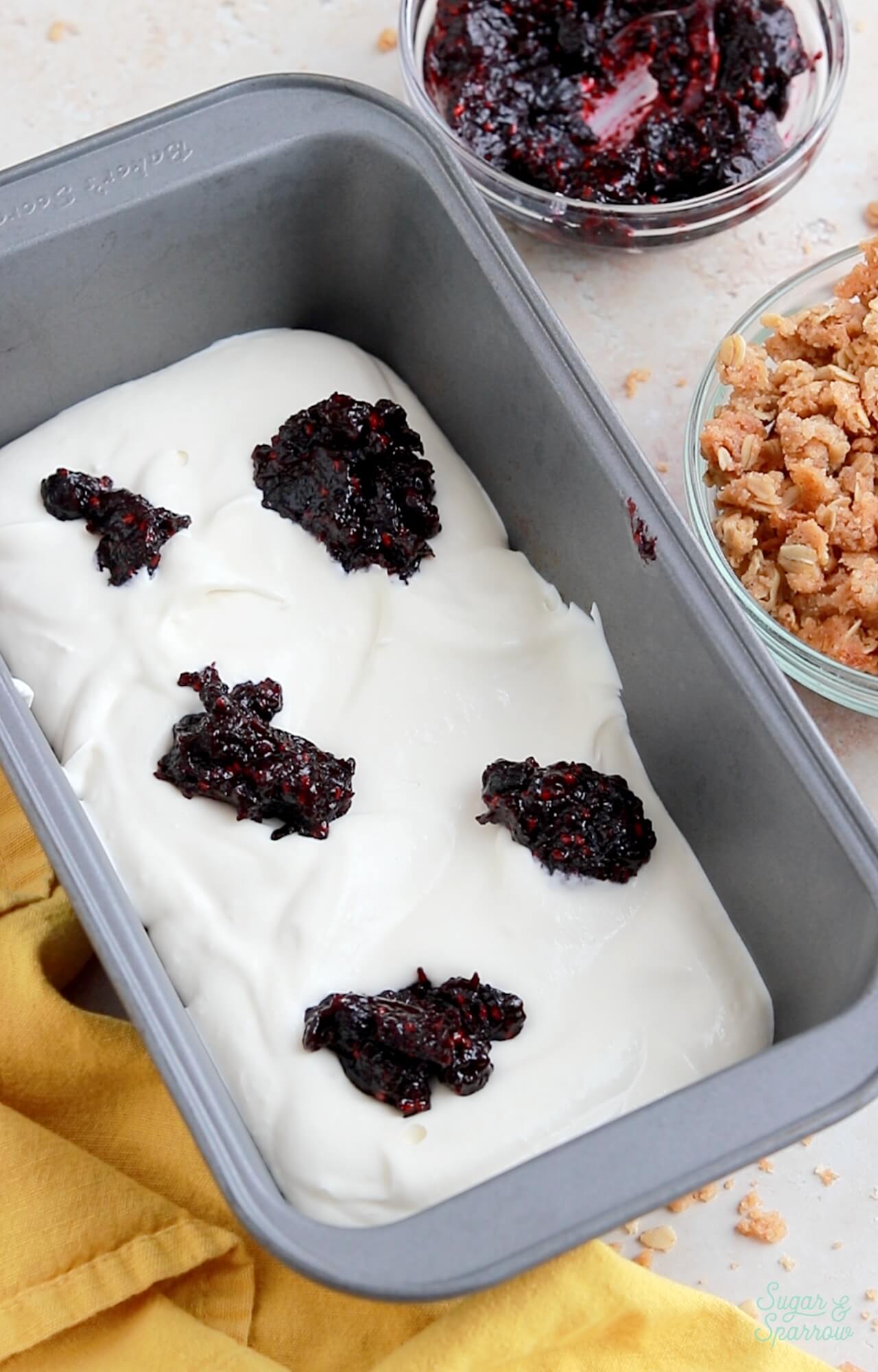 adding berry filling to no churn ice cream