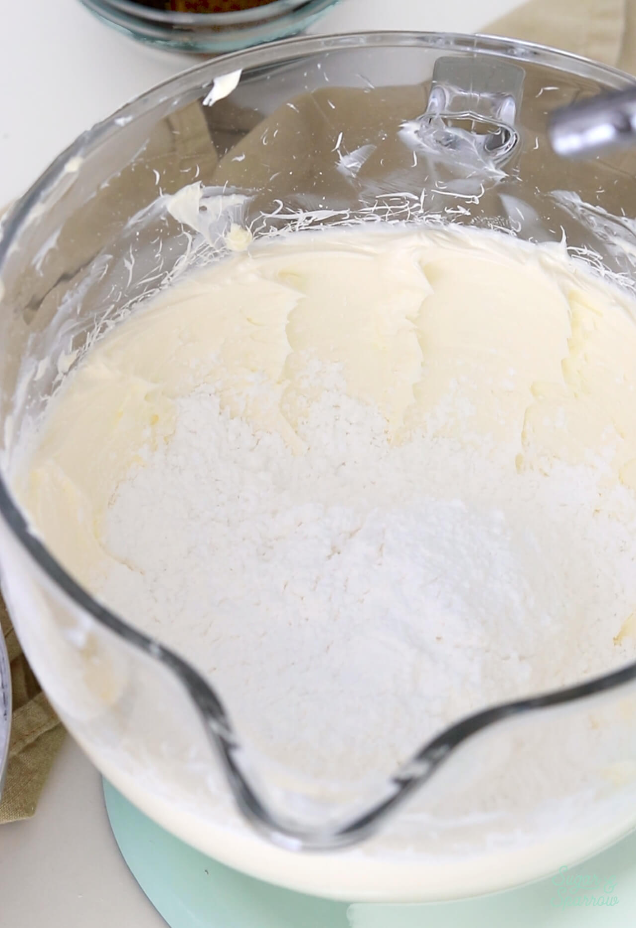 add the powdered sugar to the creamed butter