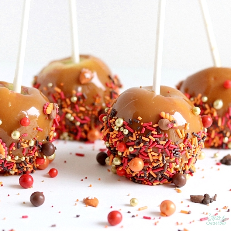 caramel apple recipe dipped in sprinkles