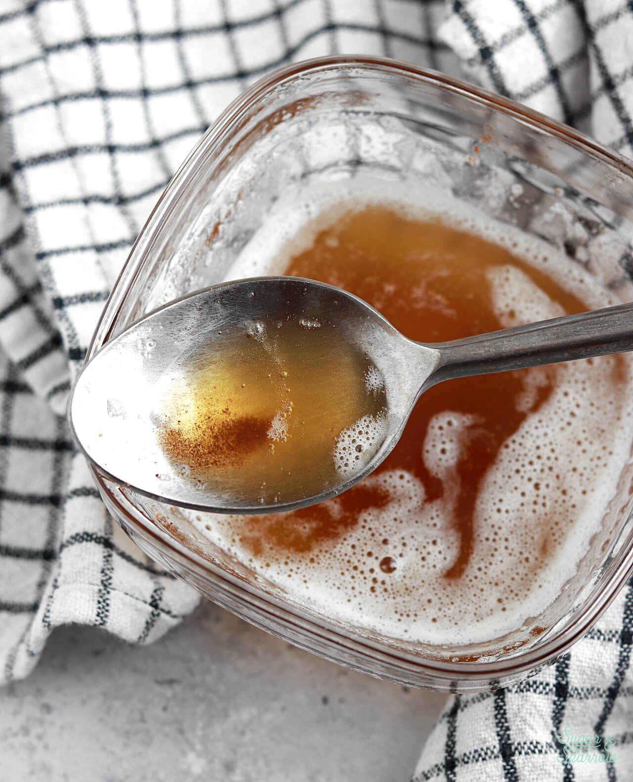 brown butter in a heat proof container