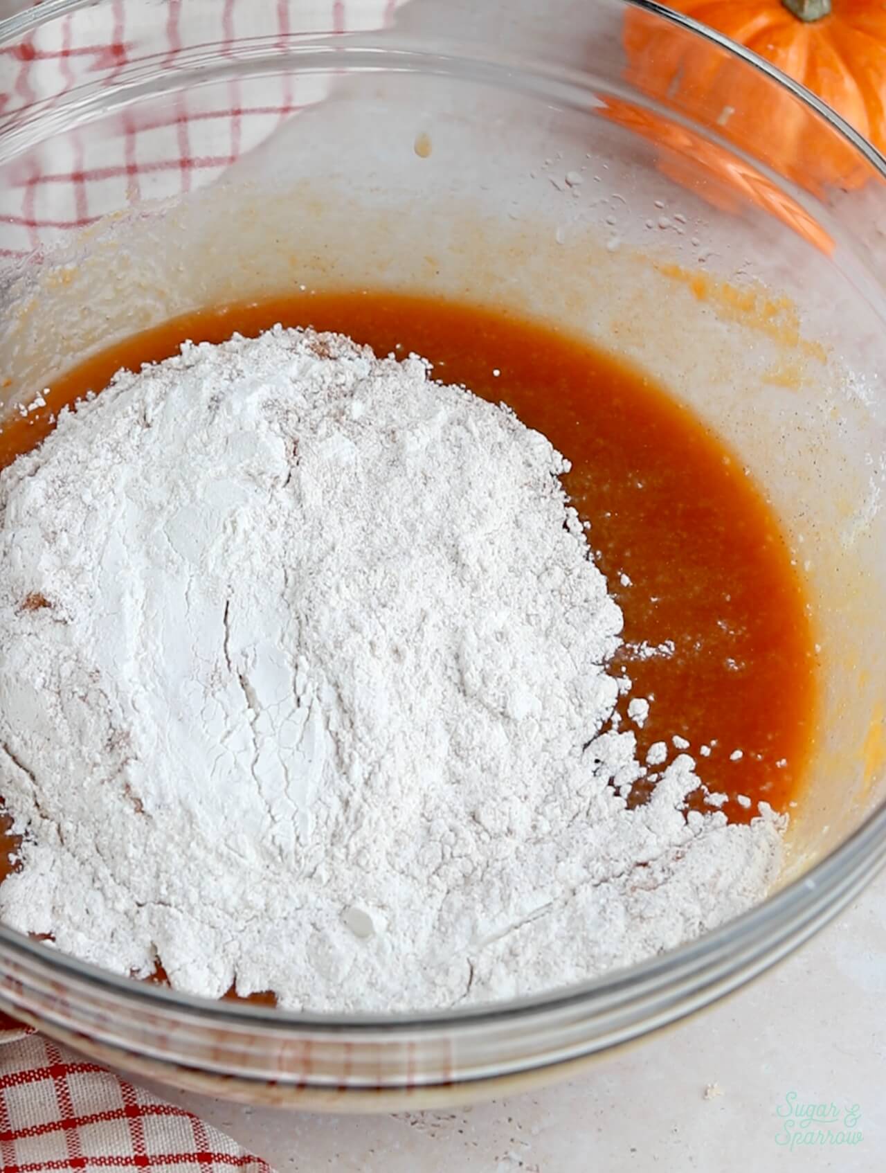 add the dry ingredients to the wet ingredients