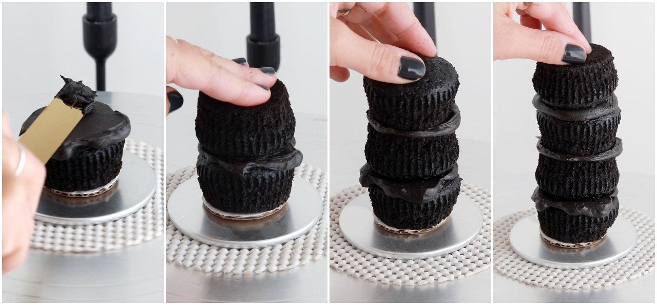 how to fill and stack cupcakes