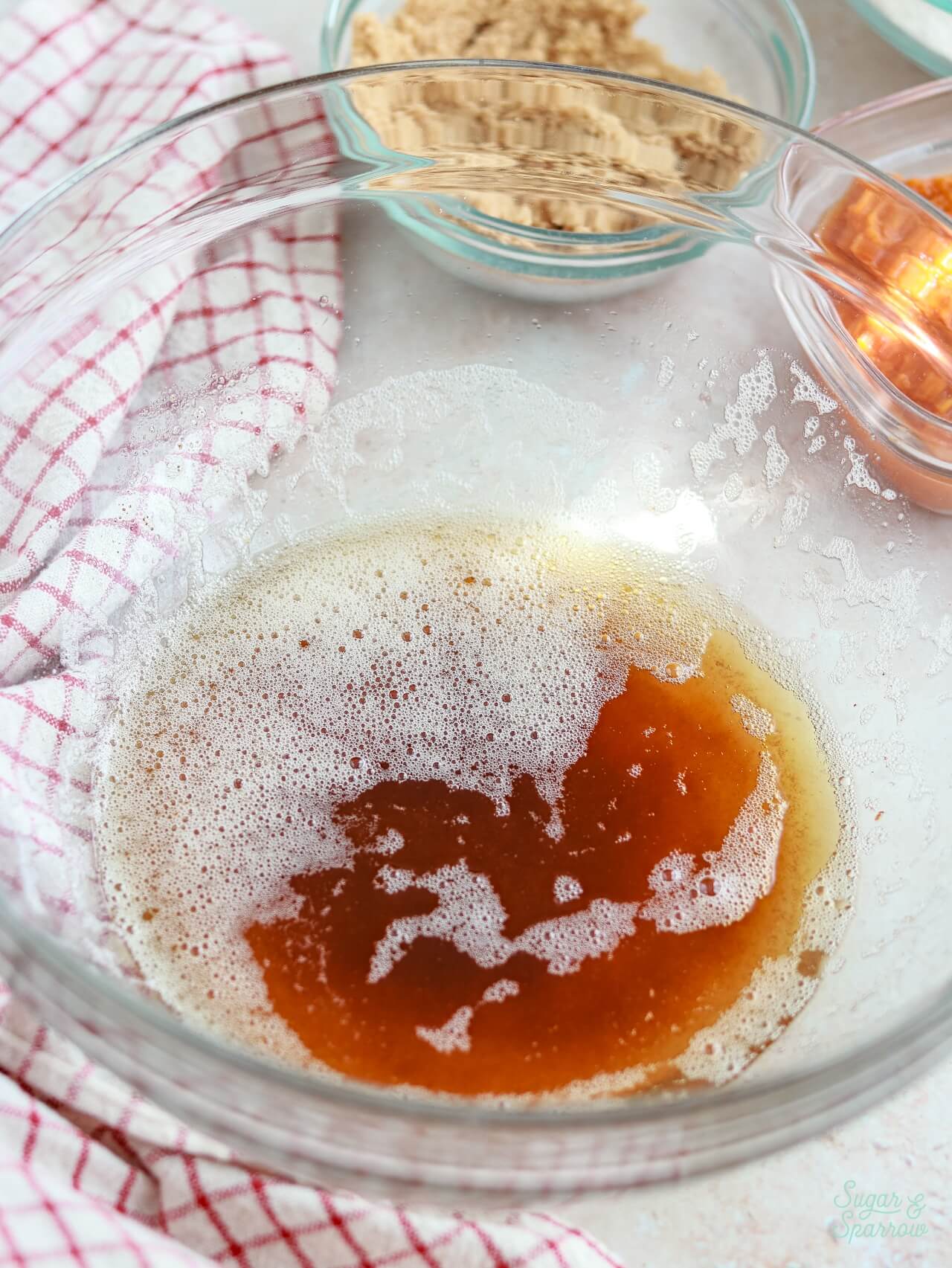 brown butter in a large mixing bowl