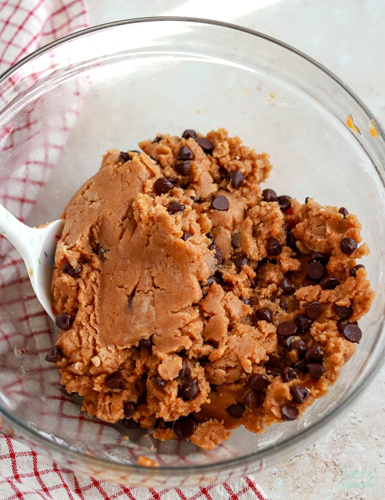 pumpkin chocolate chip cookie dough in a bowl