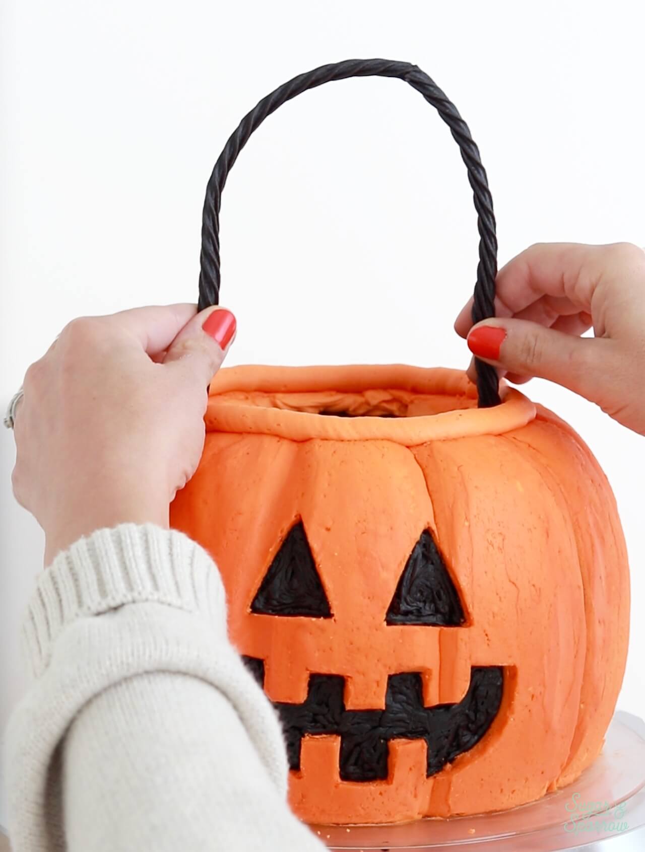 black licorice handle for candy pail cake