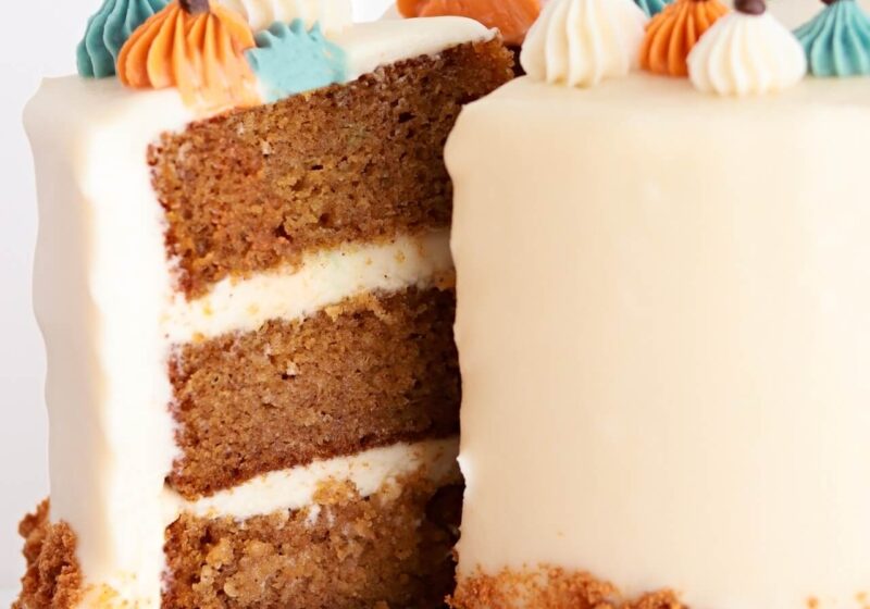pumpkin layer cake recipe by sugar and sparrow