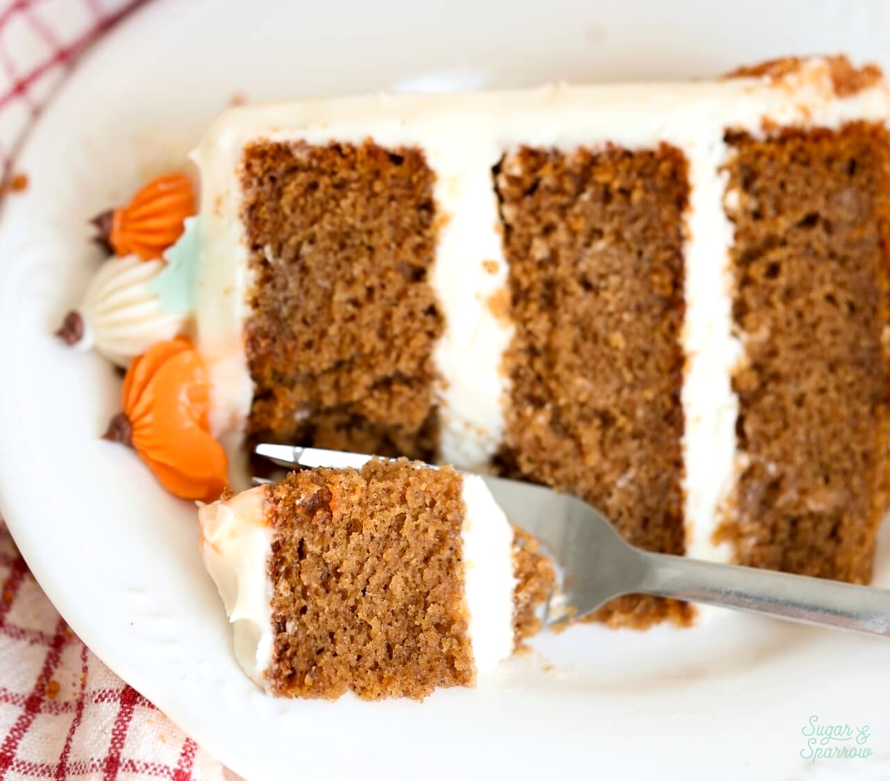 pumpkin cake slice on a plate