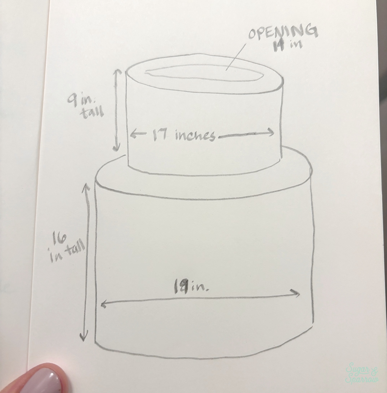 dimensions of a cake costume