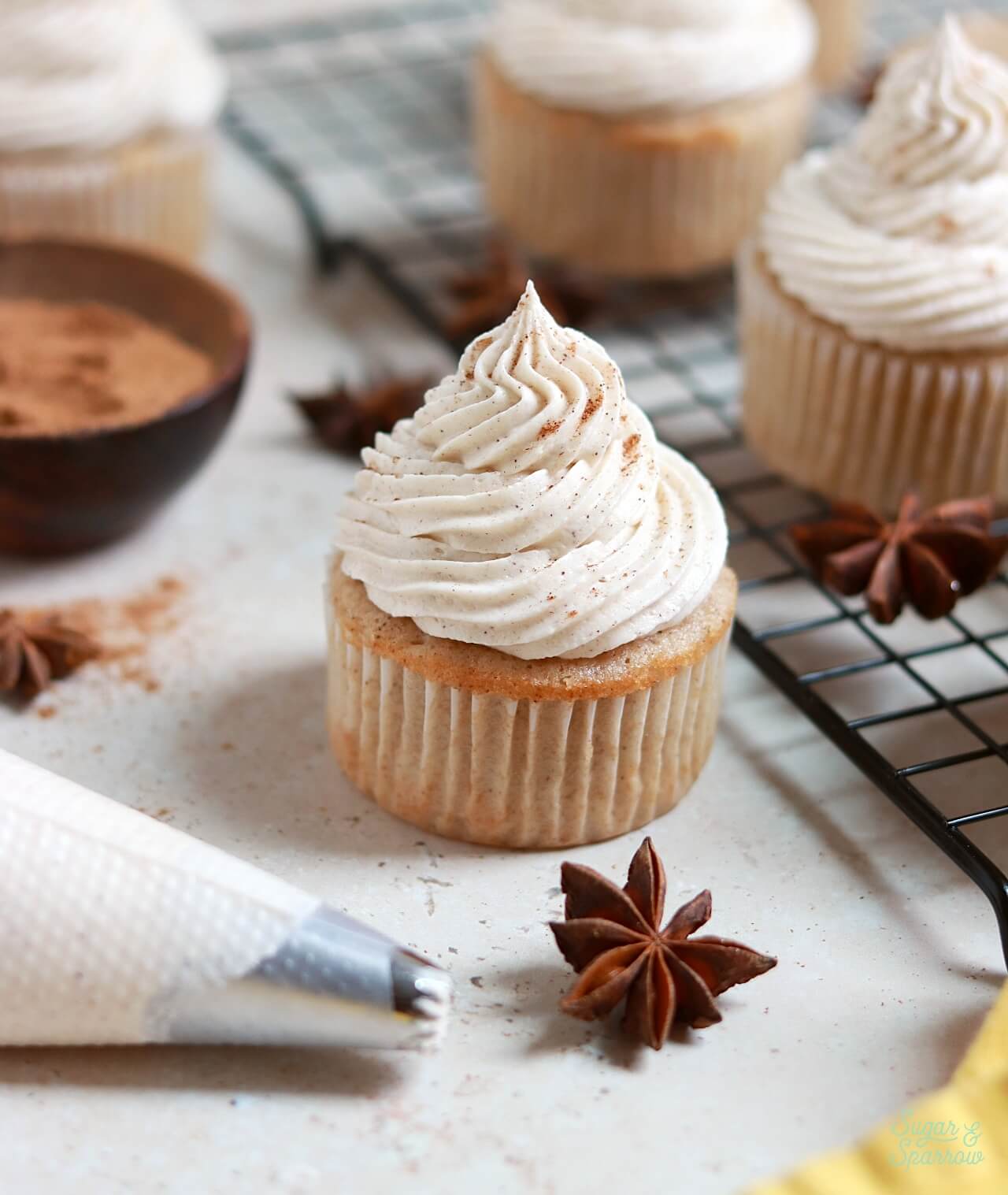 chai cupcake recipe by sugar and sparrow