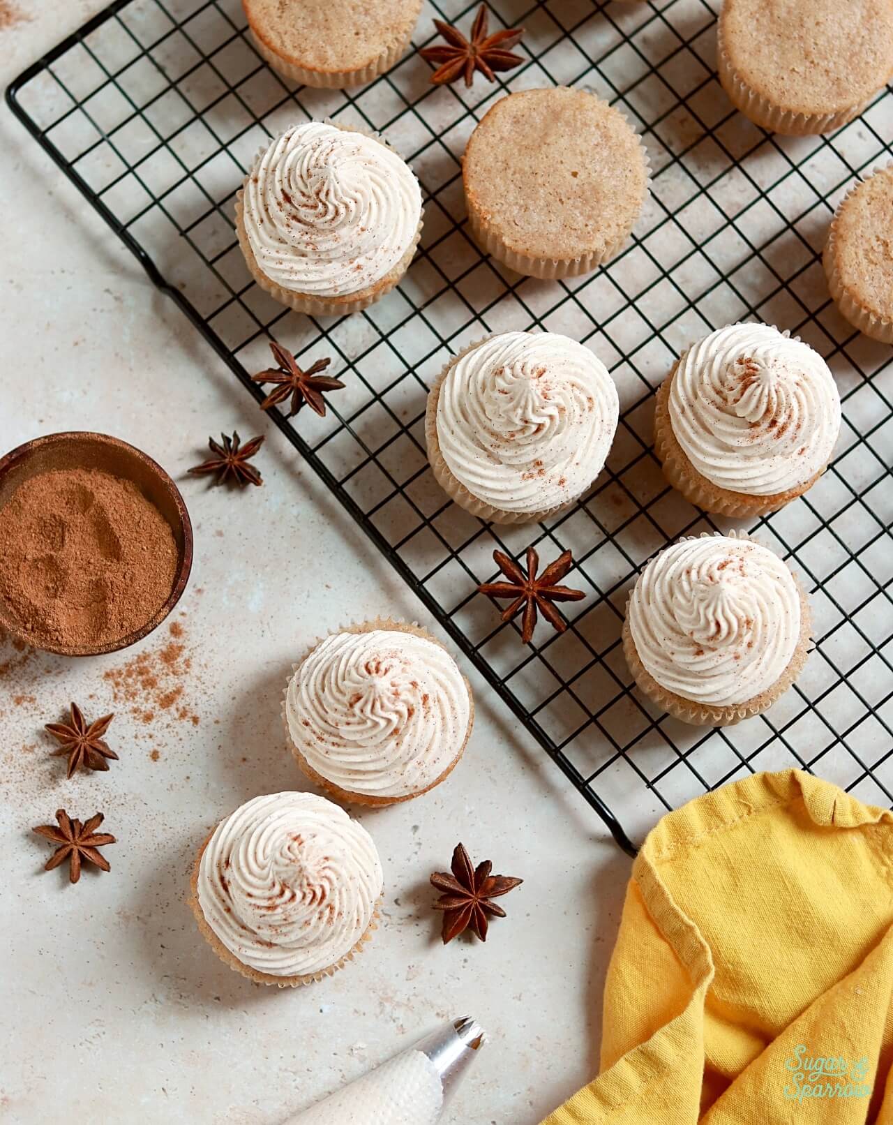 chai cupcakes with chai buttercream