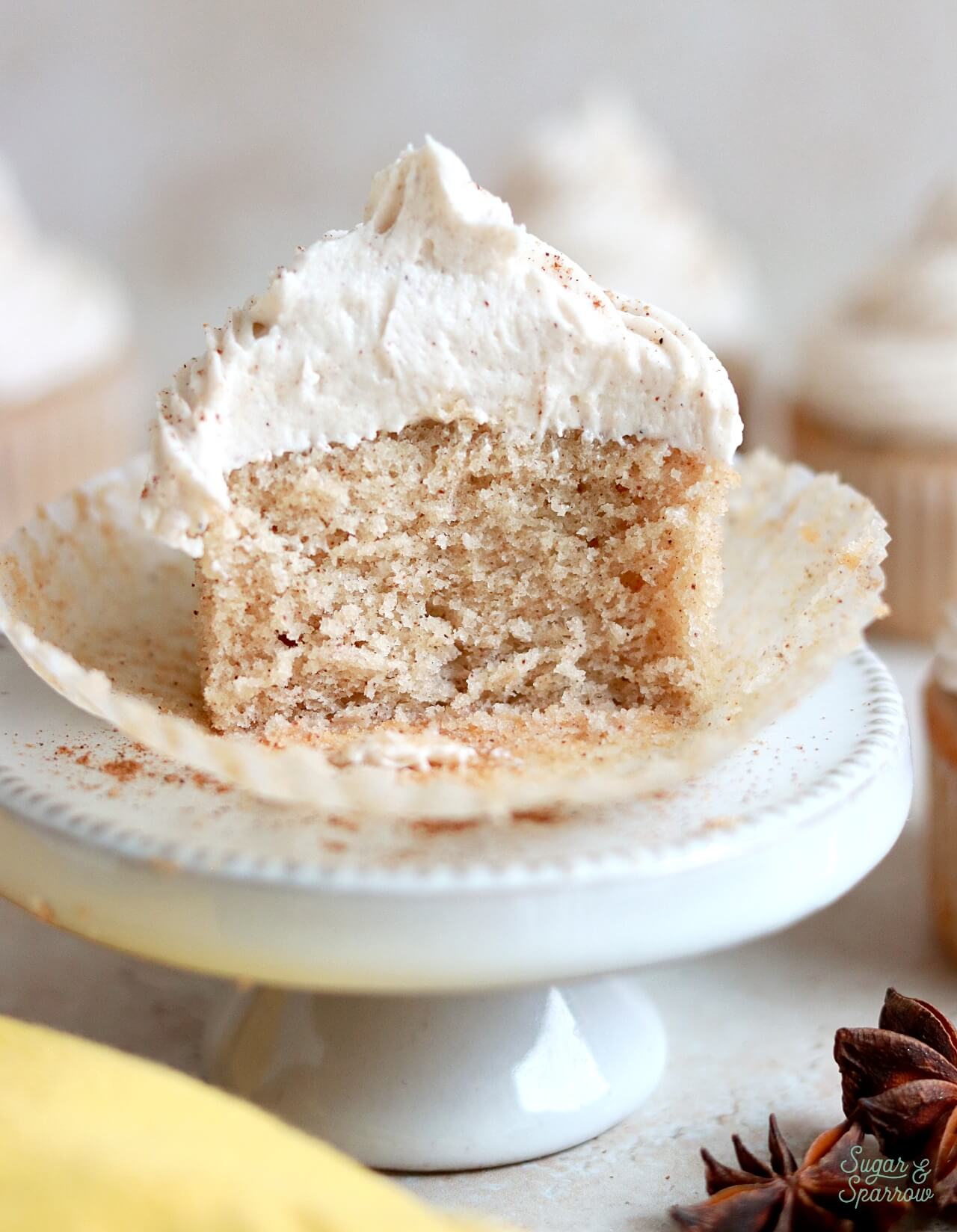 chai cupcake recipe by sugar and sparrow