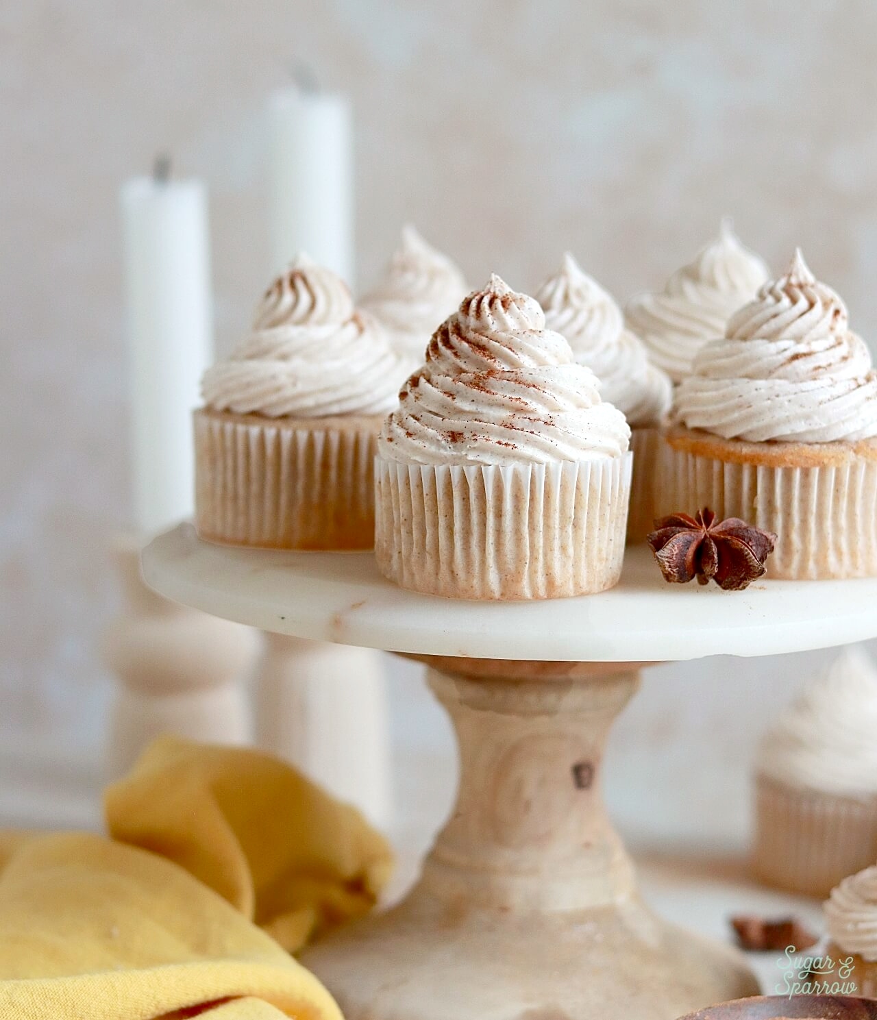 chai cupcakes with spiced chai buttercream frosting