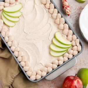 apple sheet cake with spiced buttercream