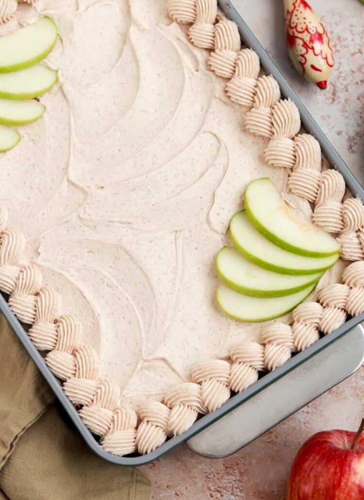 apple sheet cake with spiced buttercream