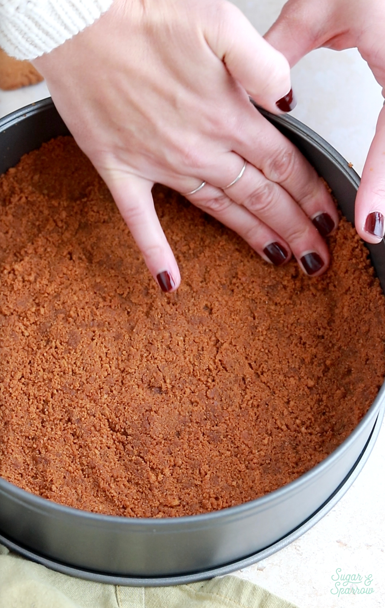 biscoff cookie crust in springform pan