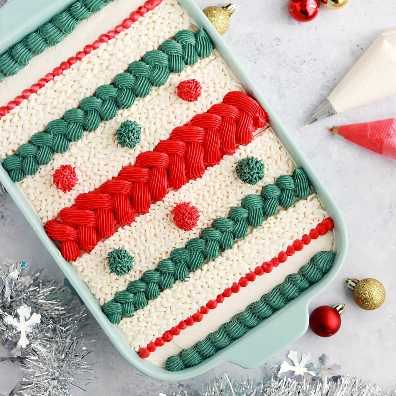 christmas sweater sheet cake