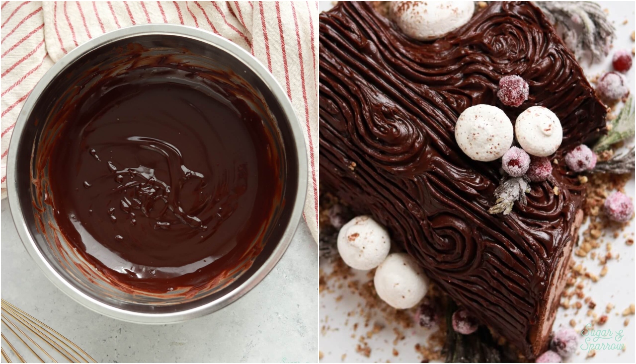 chocolate ganache topping for yule log cake recipe