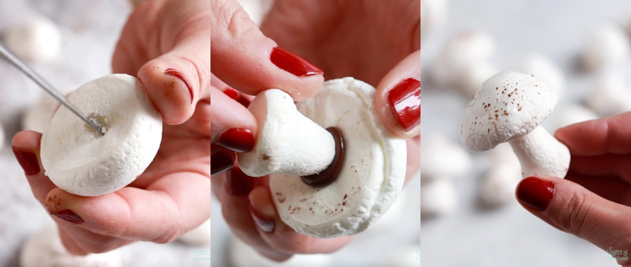 meringue mushrooms assembly