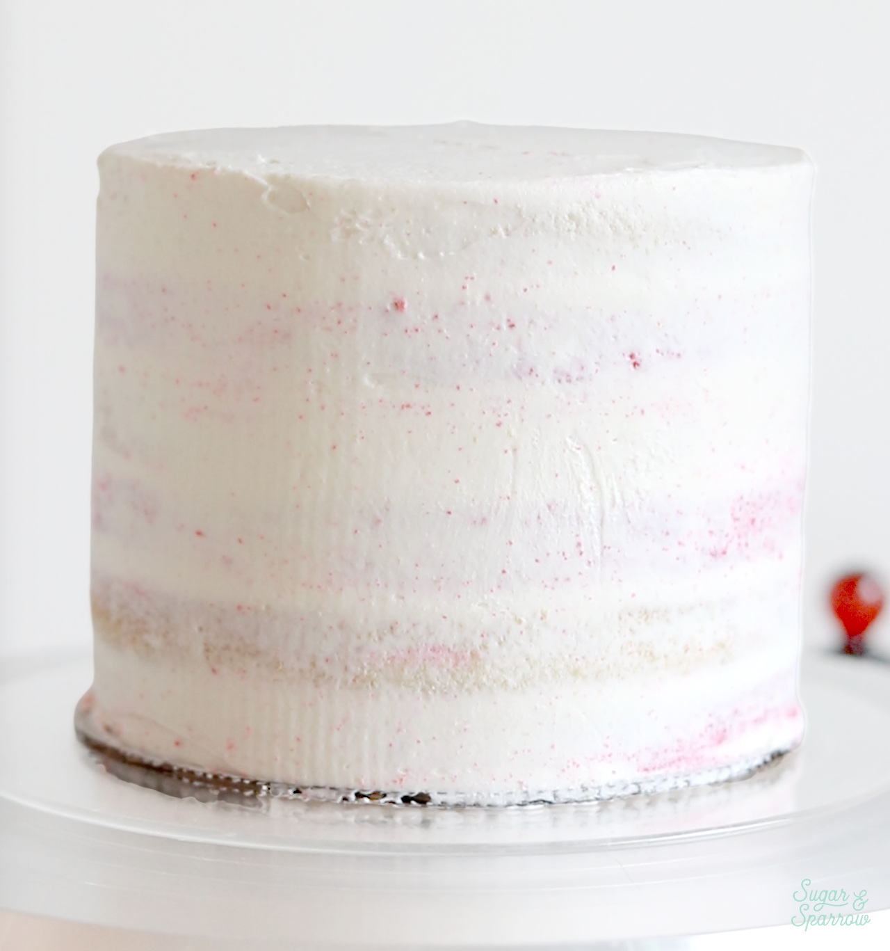 crumb coated candy cane cake