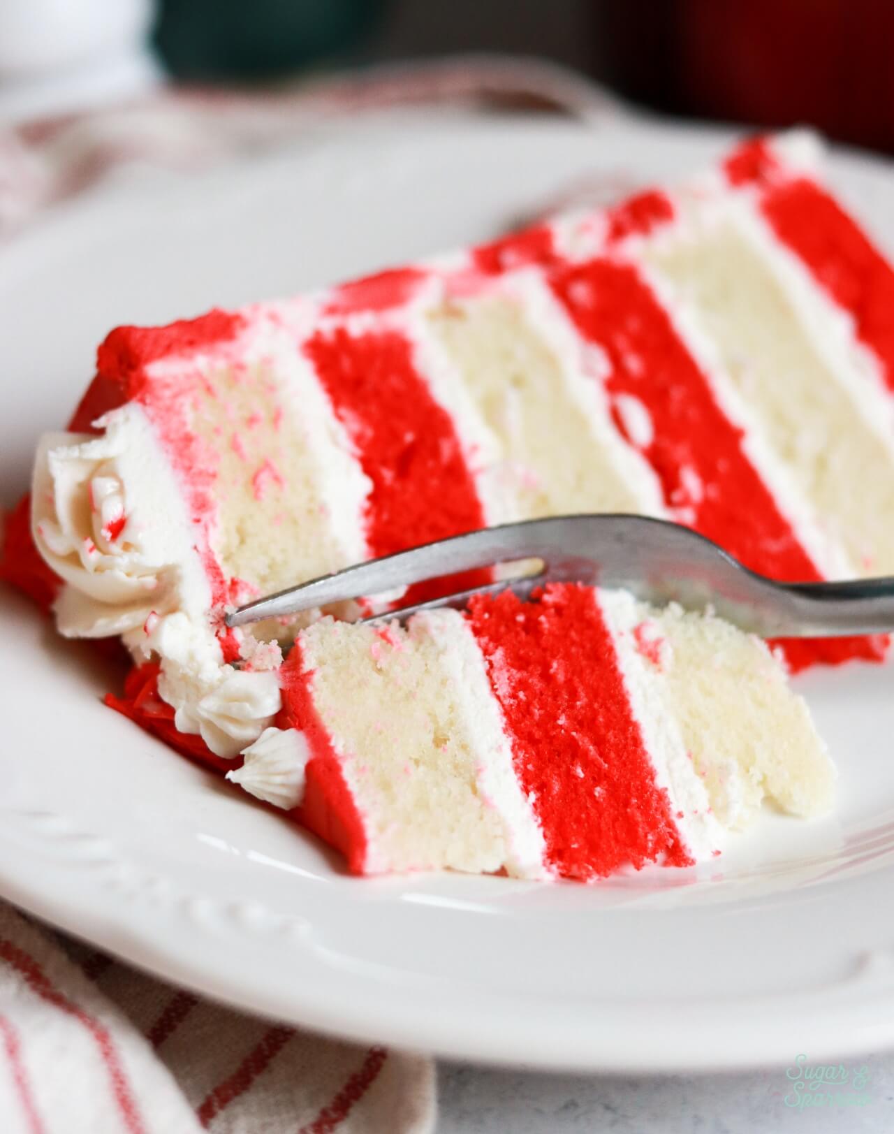 red and white striped candy cane cake