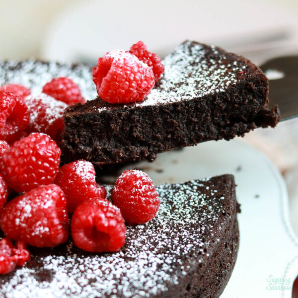 flourless chocolate cake recipe by sugar and sparrow