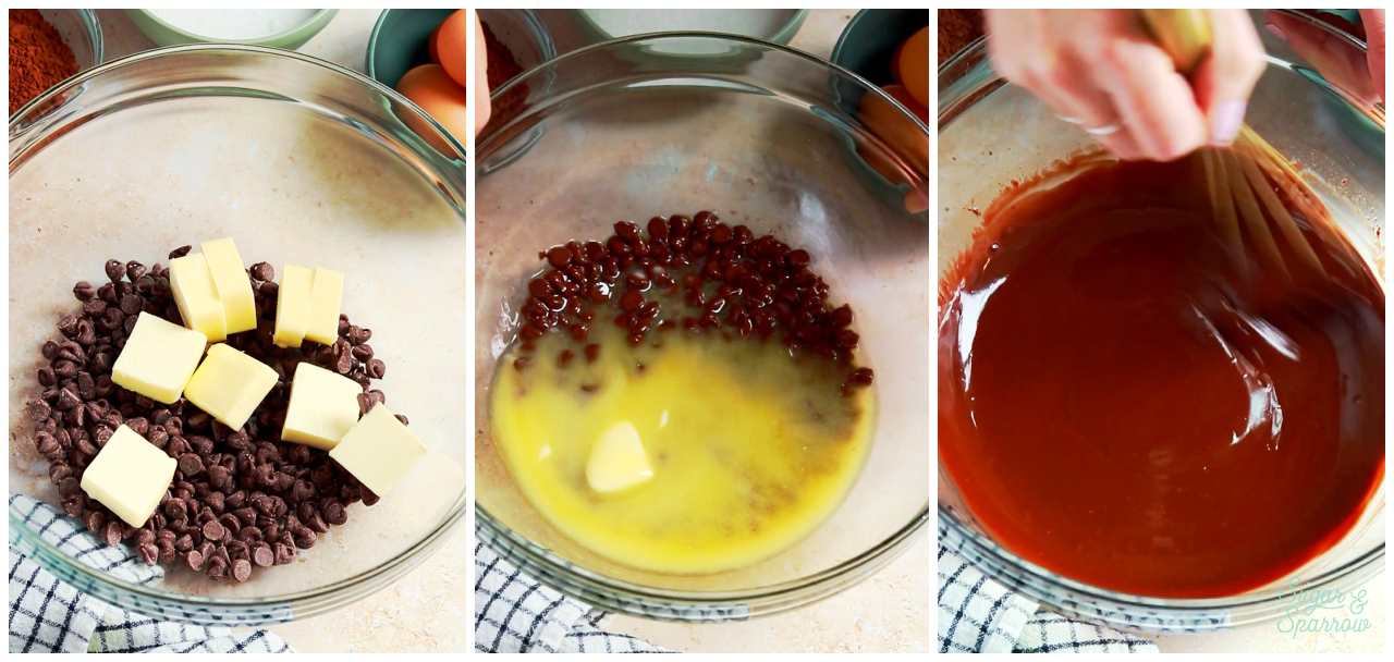 Melt the butter and chocolate together