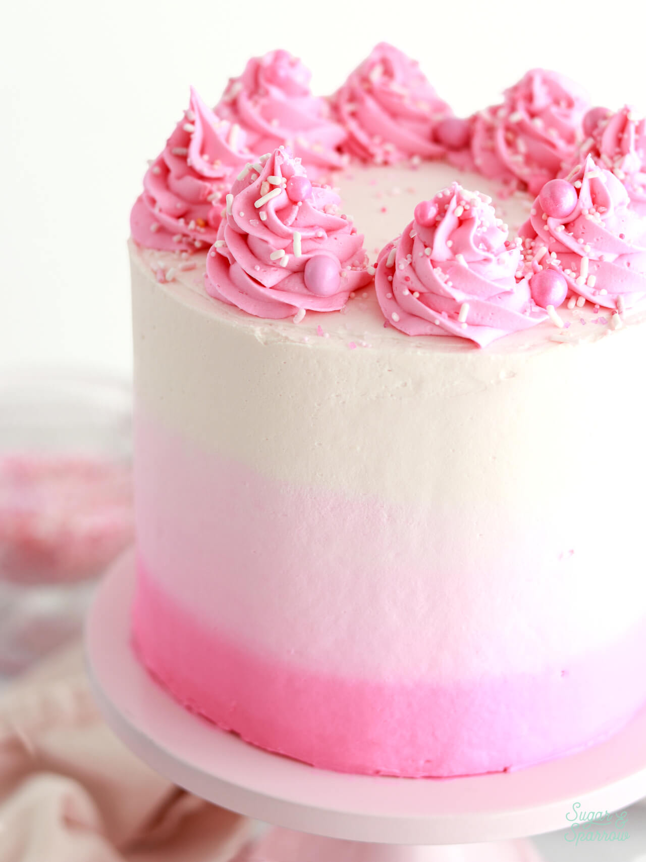 pink ombre buttercream cake tutorial