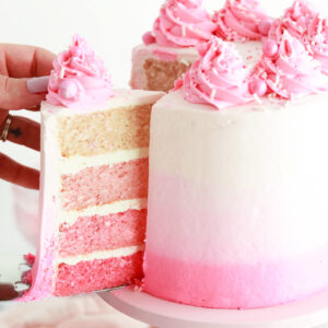 pink ombre cake recipe with pink ombre frosting