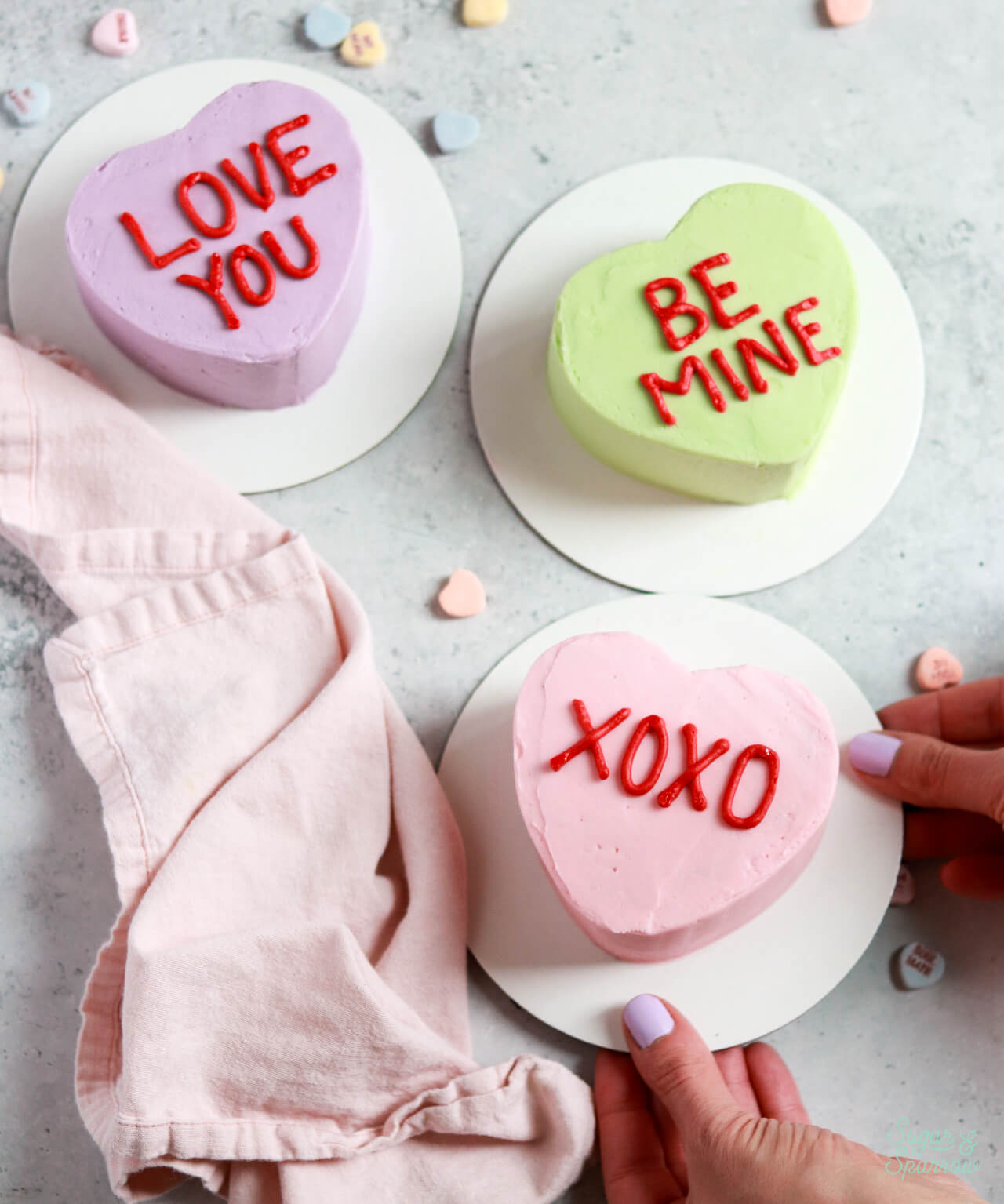 mini conversation heart cakes tutorial