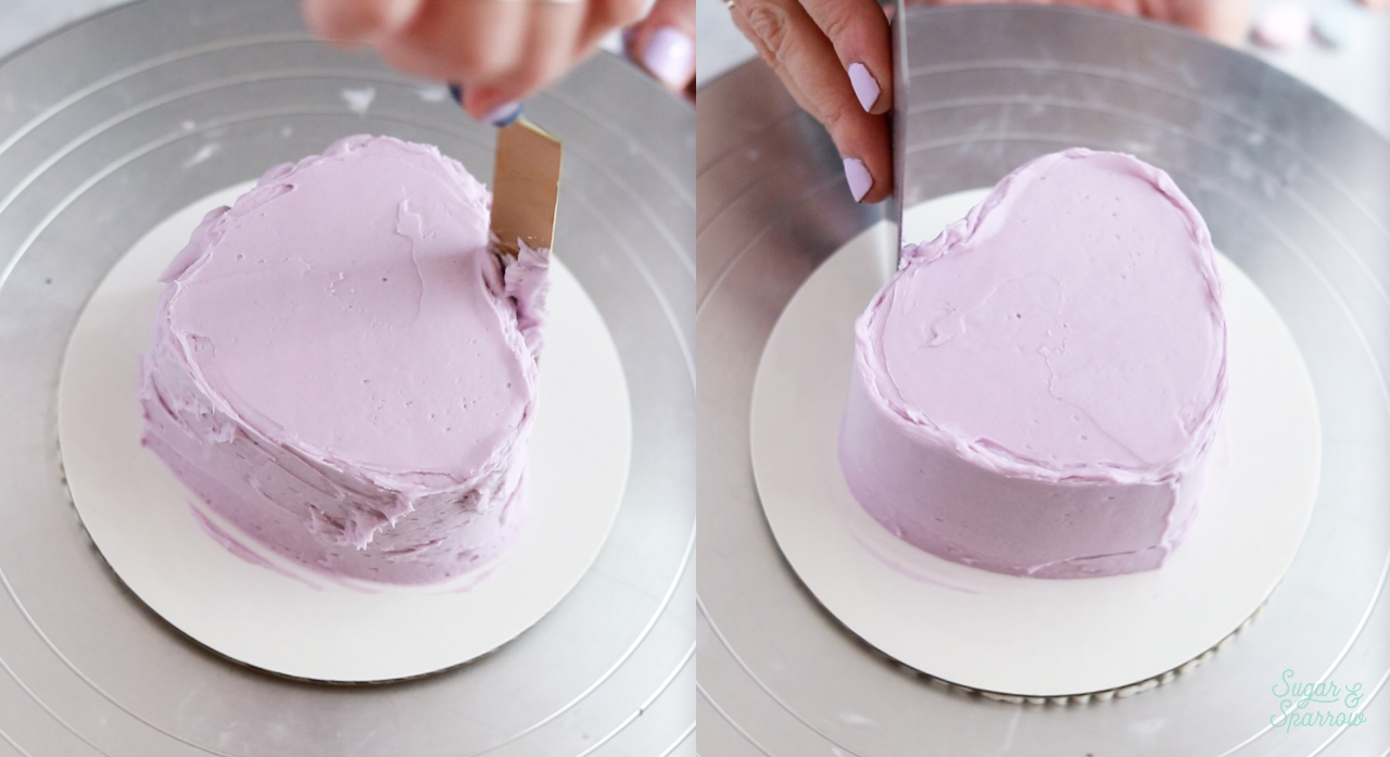 how to frost a smooth finish on a heart shaped cake
