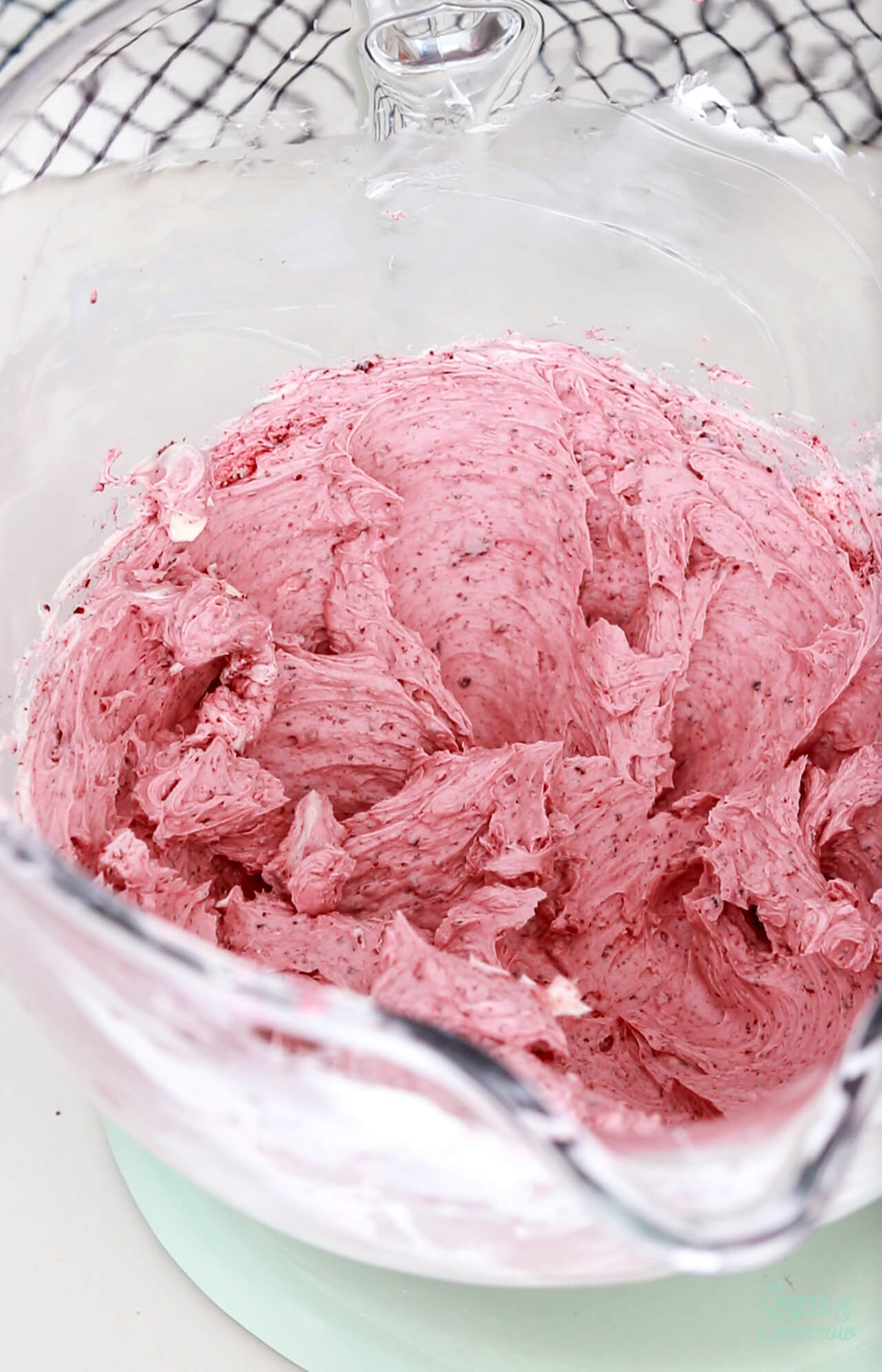 buttercream made with freeze dried cherries