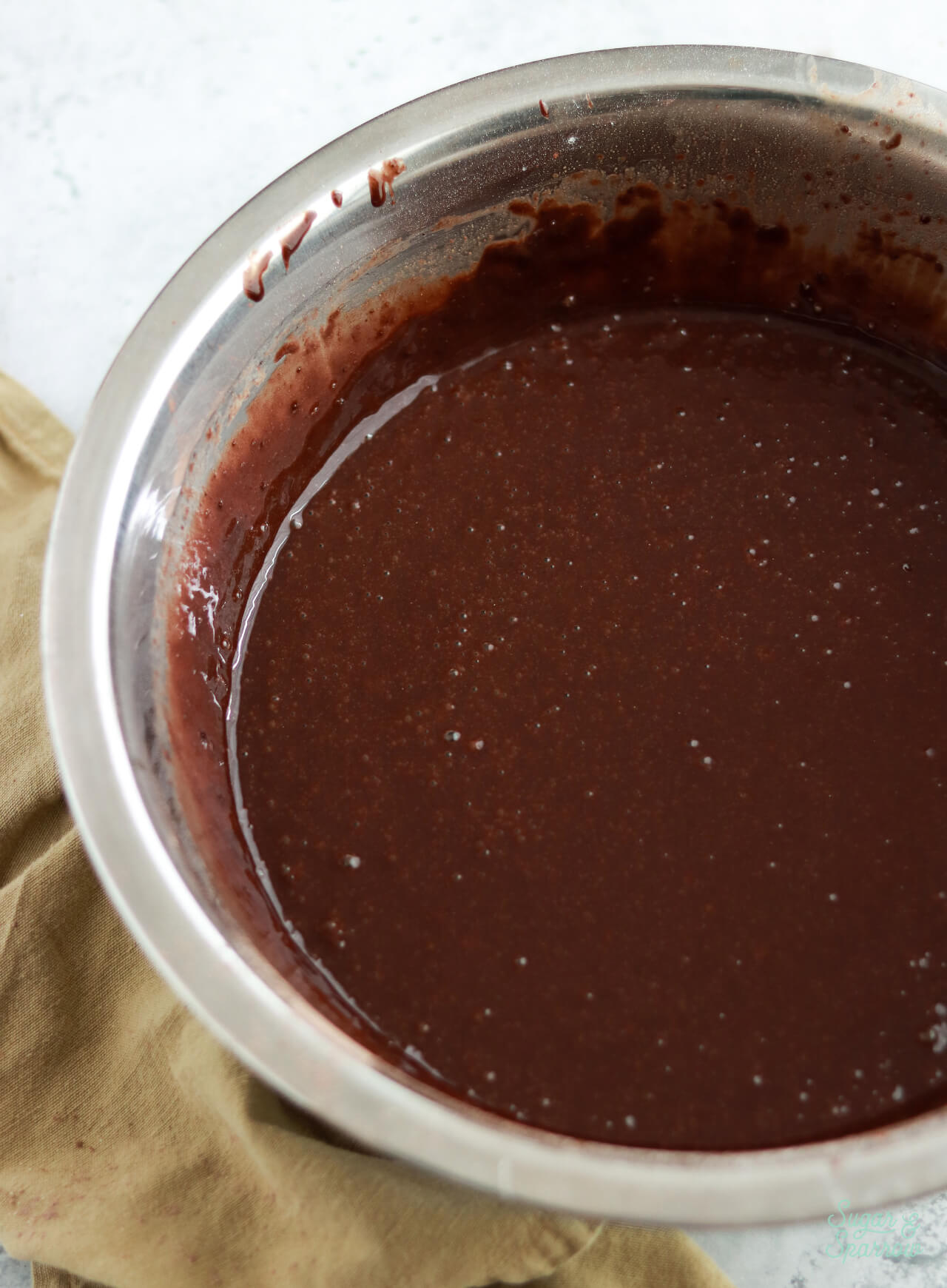 gluten free chocolate cake batter in a bowl