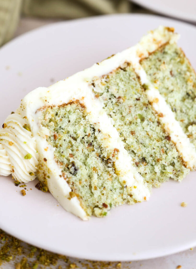 pistachio cake recipe by sugar and sparrow