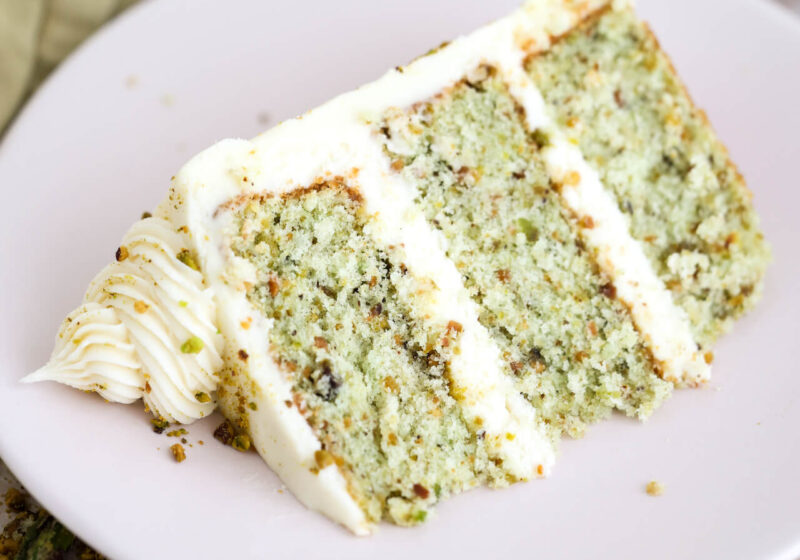 pistachio cake recipe by sugar and sparrow