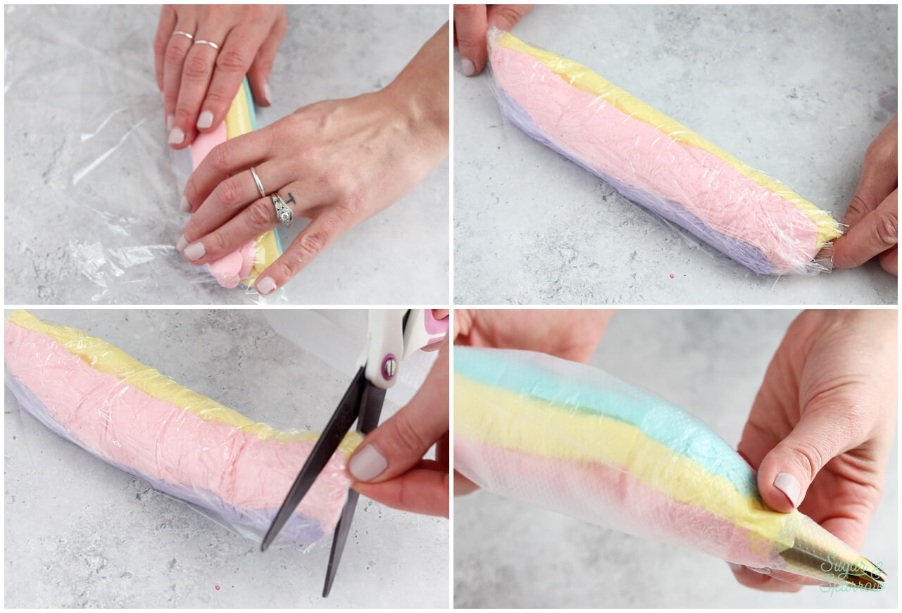 how to pipe rainbows with frosting