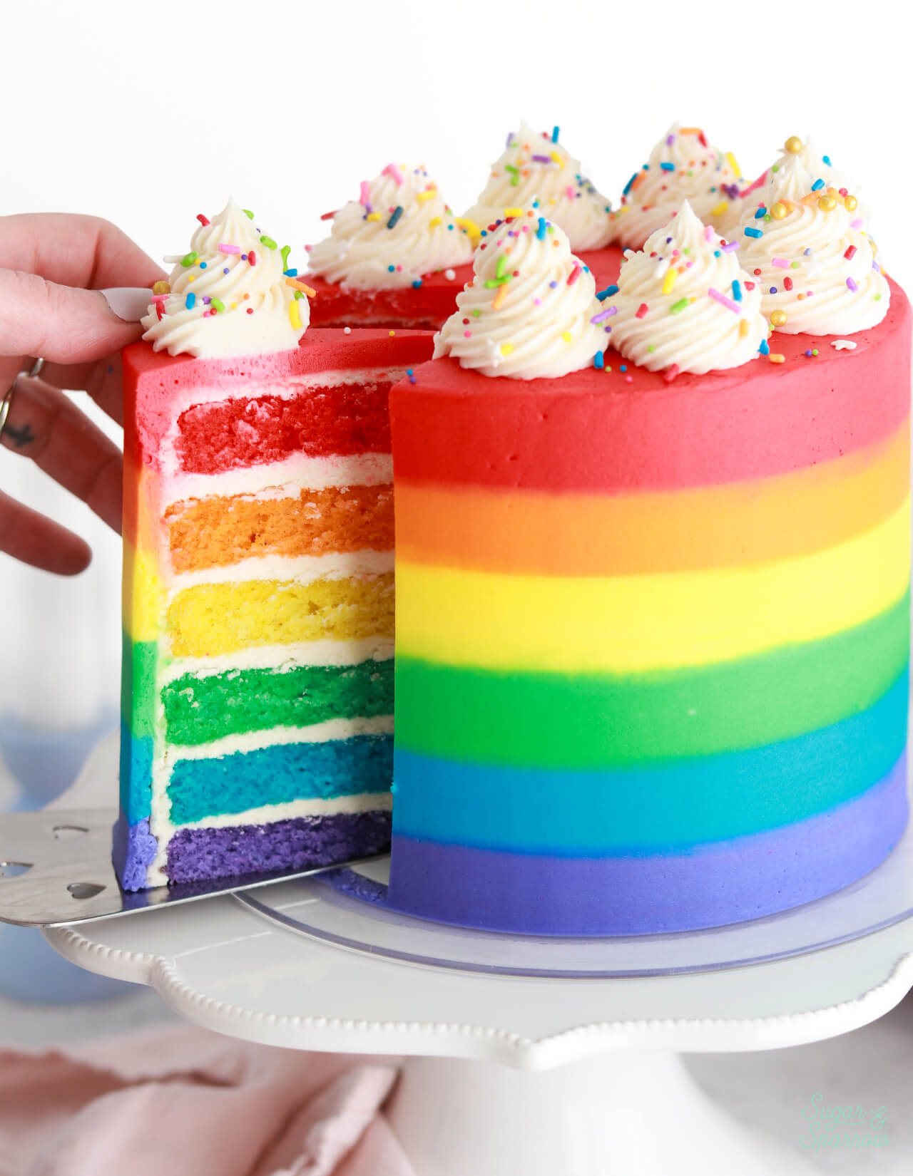 rainbow cake layers recipe with rainbow buttercream