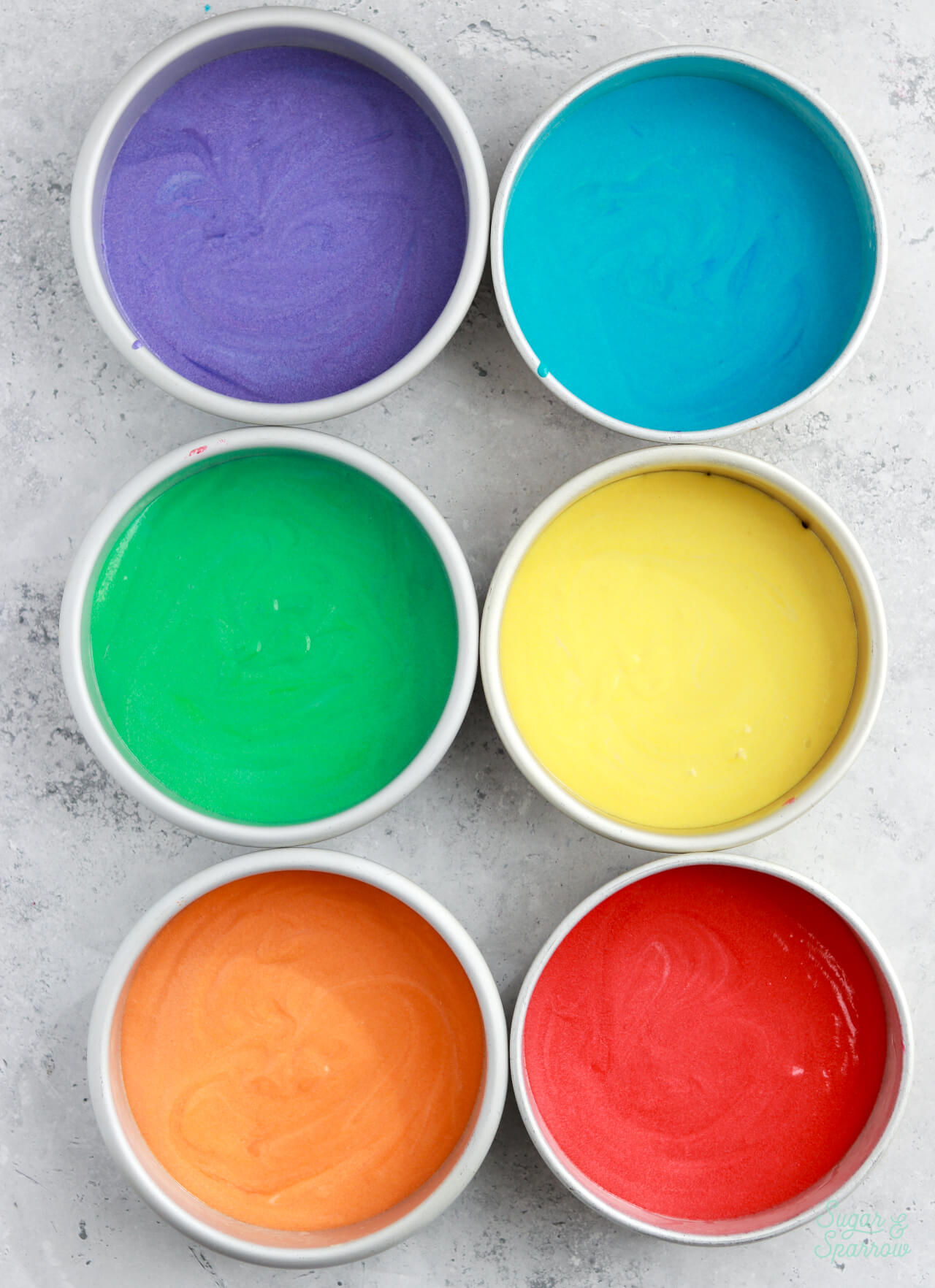 how to tint cake batter rainbow colors