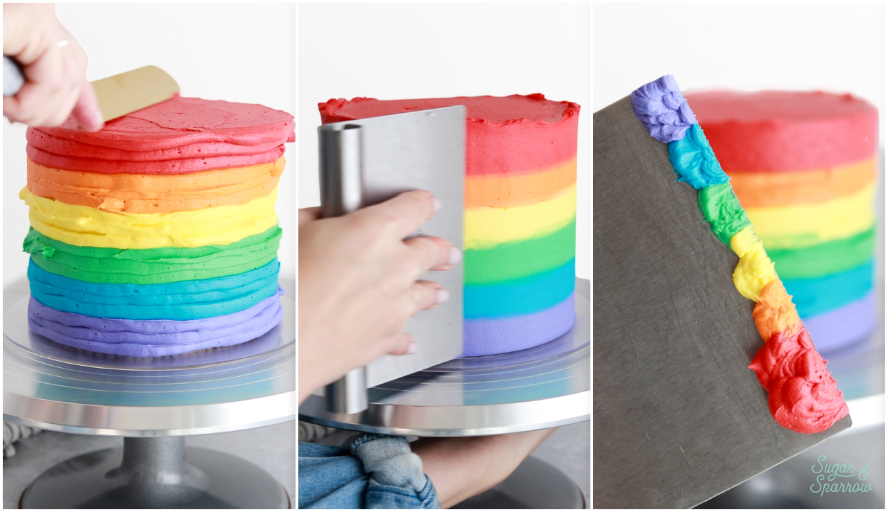 rainbow buttercream cake tutorial