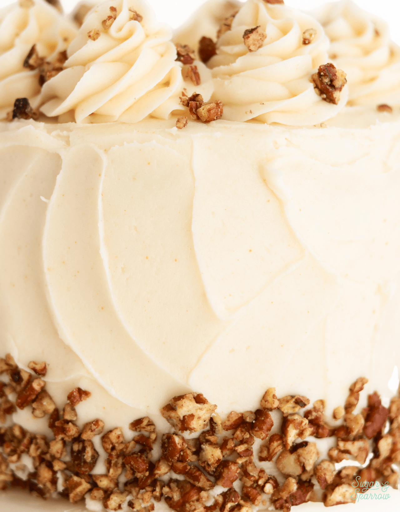 brown butter cream cheese frosting on carrot cake