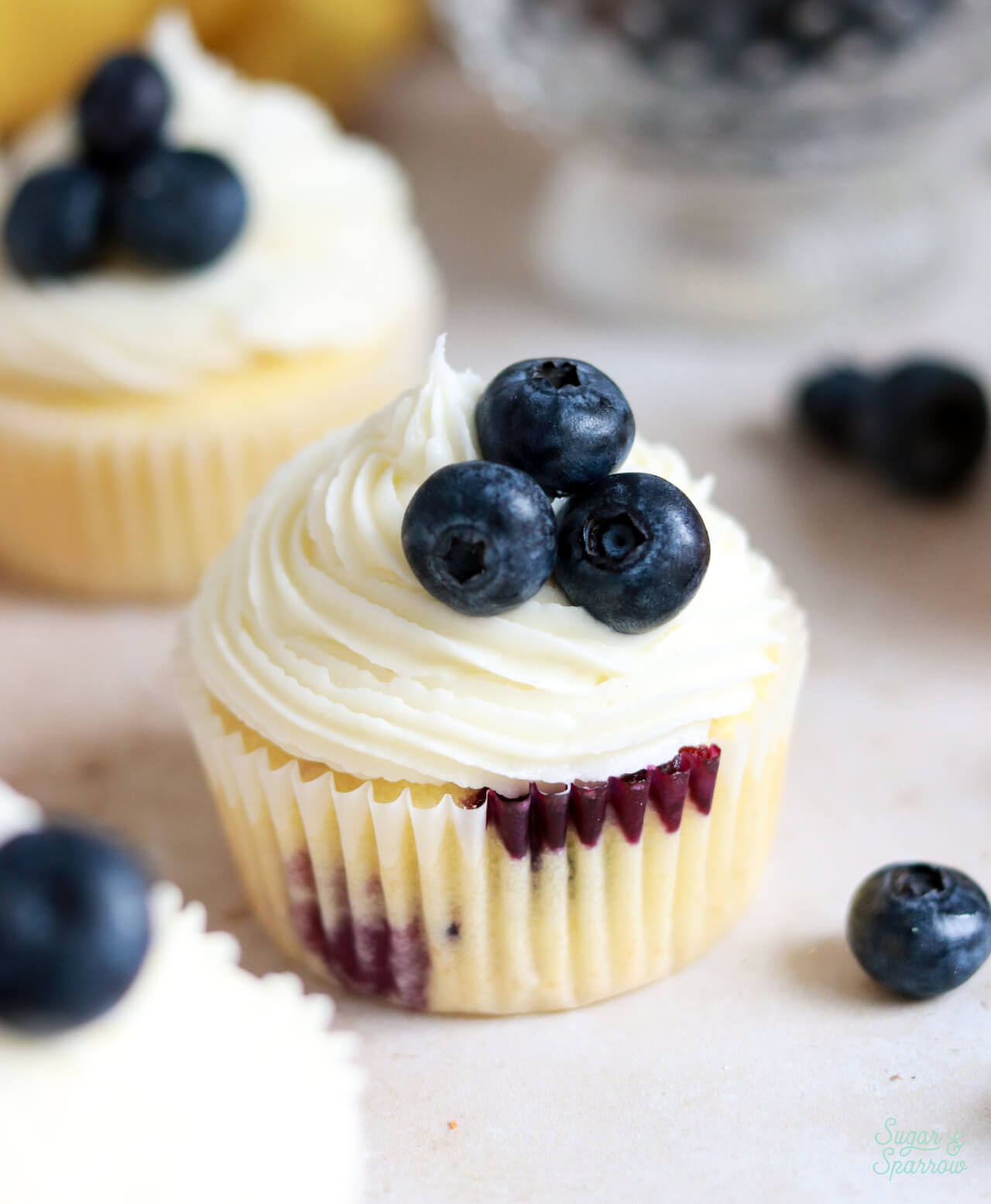 lemon blueberry cupcakes with lemon cream cheese frosting