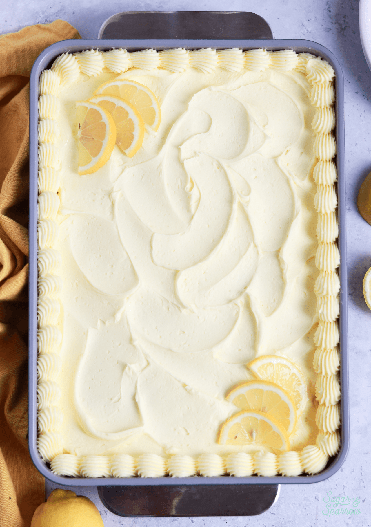 lemon cake frosted with lemon buttercream