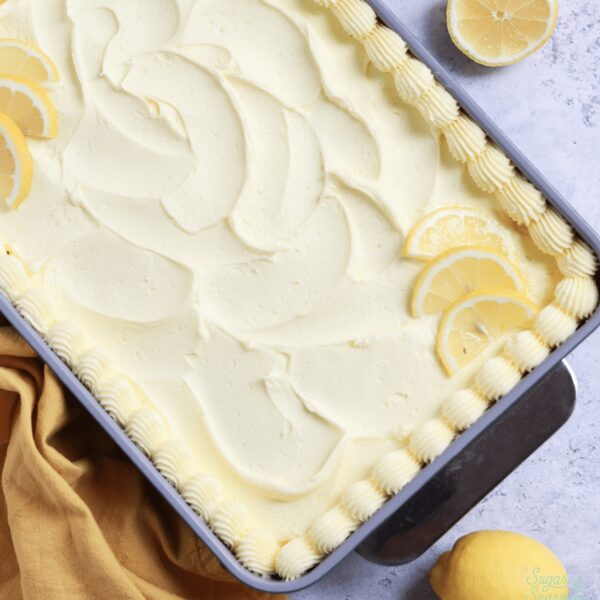 lemon sheet cake recipe by sugar and sparrow
