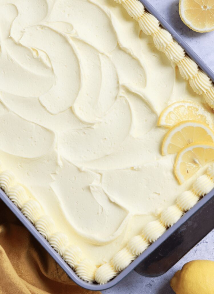 lemon sheet cake recipe by sugar and sparrow